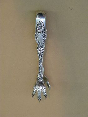 STERLING-TIFFANY VINE PICKLE FORK, WHITING TONGS - 6