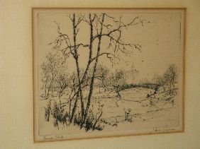 JAMES SWANN ETCHING 'LINCOLN PARK'