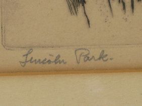 JAMES SWANN ETCHING 'LINCOLN PARK' - 4
