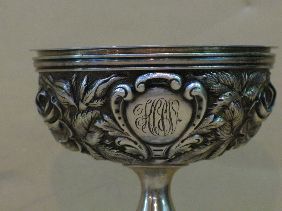 8 STIEFF REPOUSSE STERLING SHERBETS W/LINERS - 4
