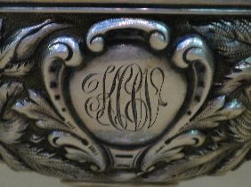 8 STIEFF REPOUSSE STERLING SHERBETS W/LINERS - 5