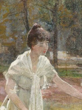 FRANK C JONES WATERCOLOR 'WOMAN IN MARSH' - 2