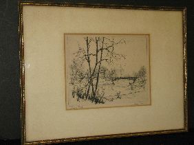 JAMES SWANN ETCHING 'LINCOLN PARK'