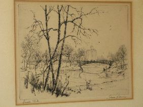 JAMES SWANN ETCHING 'LINCOLN PARK' - 2