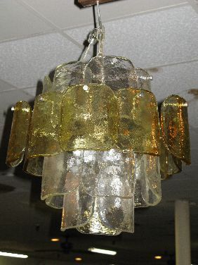 ITALIAN CHROME & GLASS MODERN CHANDELIER