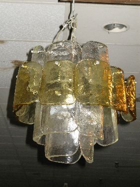ITALIAN CHROME & GLASS MODERN CHANDELIER - 2