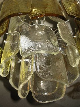 ITALIAN CHROME & GLASS MODERN CHANDELIER - 3