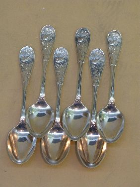 6 TIFFANY & CO 'JAPANESE' STERLING TEASPOONS