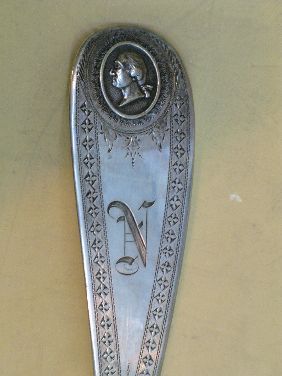 NEWELL HARDING COIN SILVER LADLE W/G WASHINGTON - 2