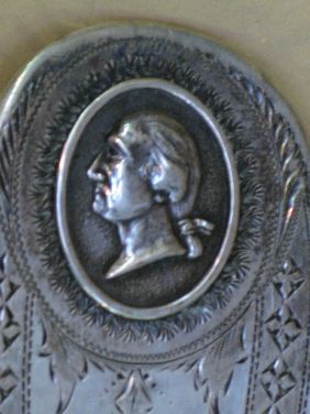 NEWELL HARDING COIN SILVER LADLE W/G WASHINGTON - 3