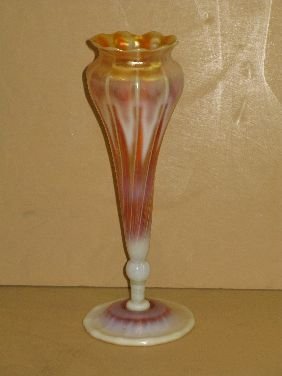10" TIFFANY FAVRILE PASTEL FLOWER FORM VASE