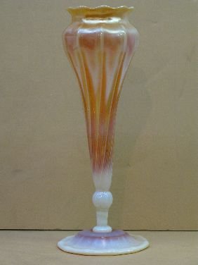 10" TIFFANY FAVRILE PASTEL FLOWER FORM VASE - 2