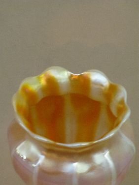 10" TIFFANY FAVRILE PASTEL FLOWER FORM VASE - 3