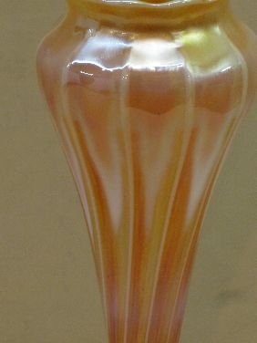 10" TIFFANY FAVRILE PASTEL FLOWER FORM VASE - 4