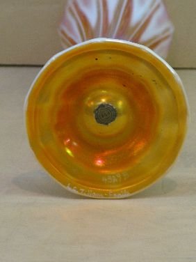 10" TIFFANY FAVRILE PASTEL FLOWER FORM VASE - 6