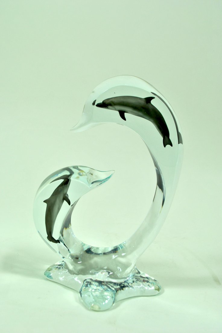 Robert Wyland 'Dolphins' Lucite Sculpture (1 of 5)