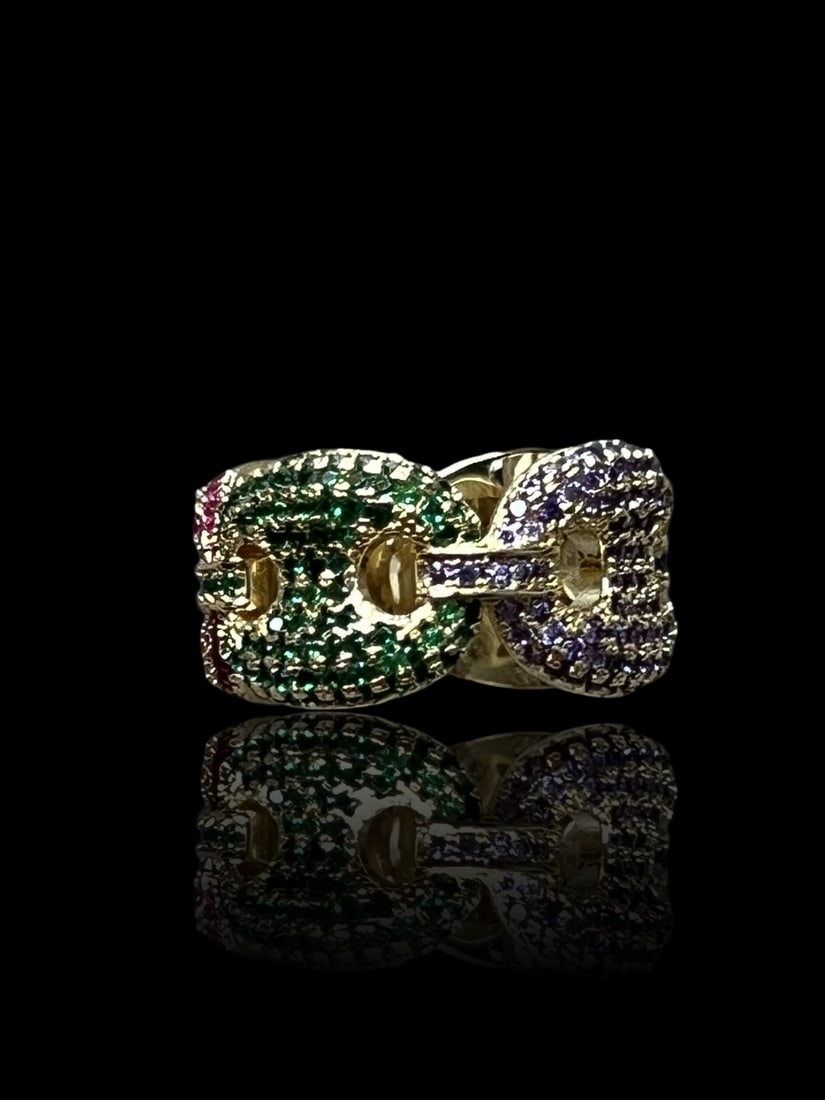 Peridot, Topaz, & Sapphire Mariner Ring 14k - 10