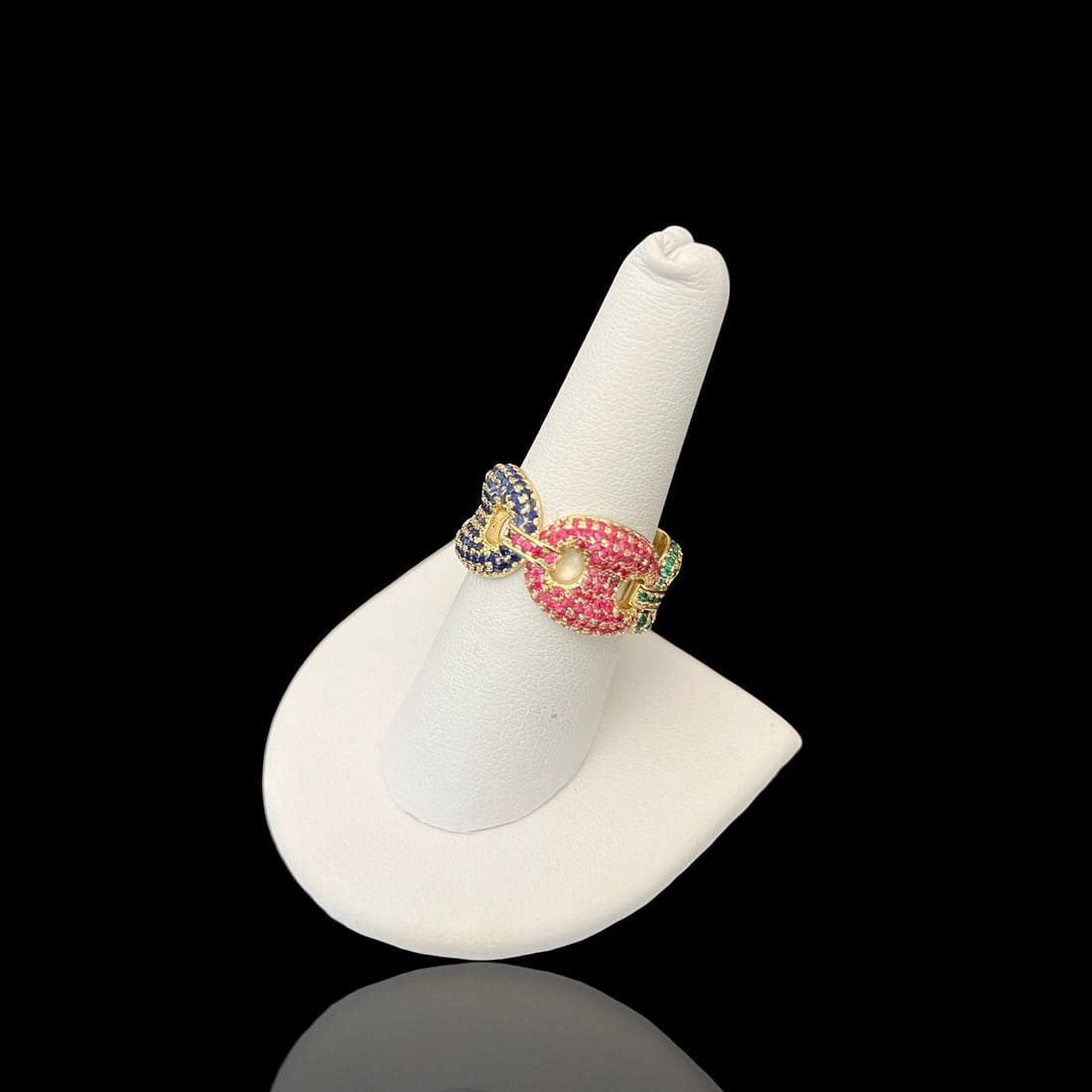 Peridot, Topaz, & Sapphire Mariner Ring 14k - 2
