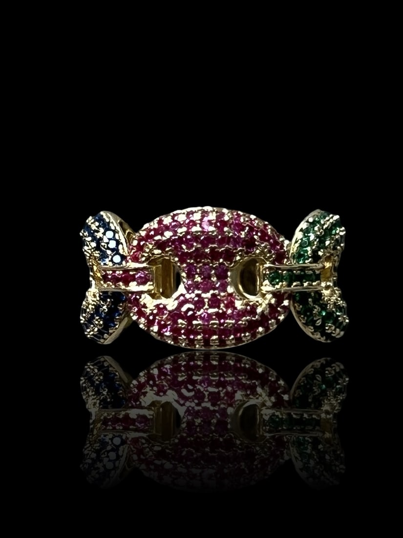 Peridot, Topaz, & Sapphire Mariner Ring 14k - 7
