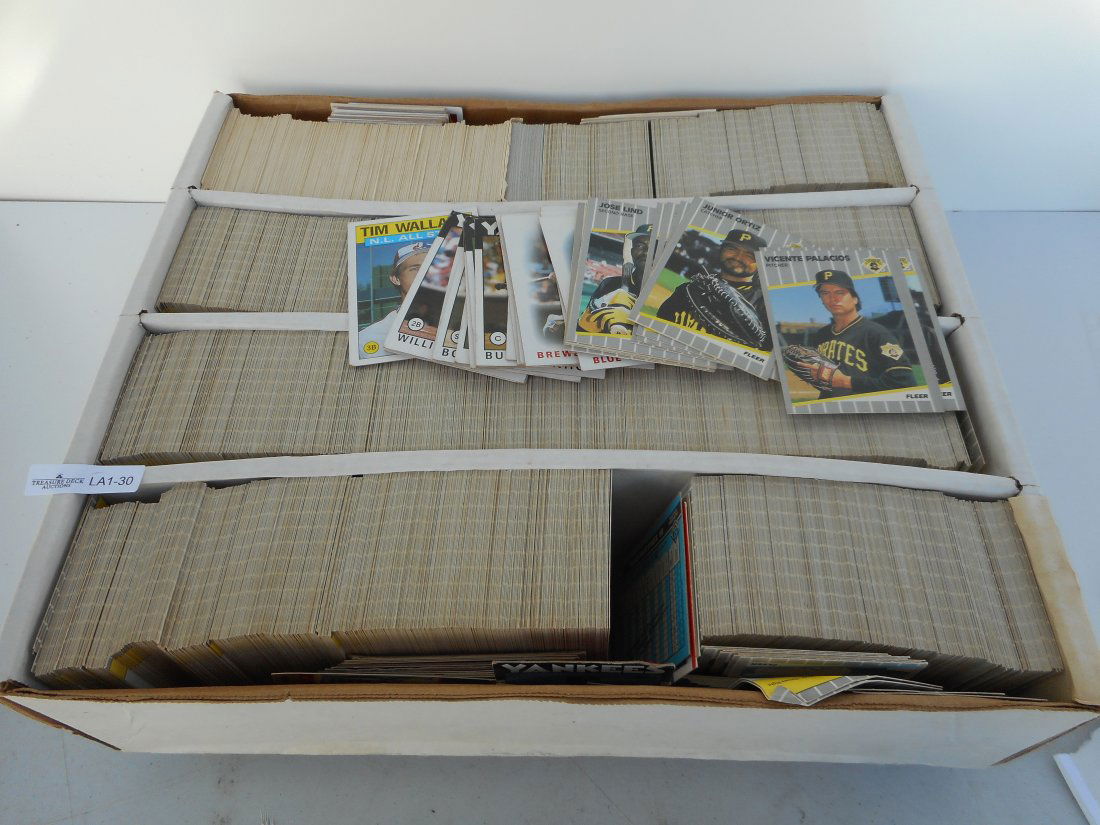 15 x 13 inch box full of Assorted Baseball Trading Cards, 1980s and 1990s Sports cards (1 of 5)