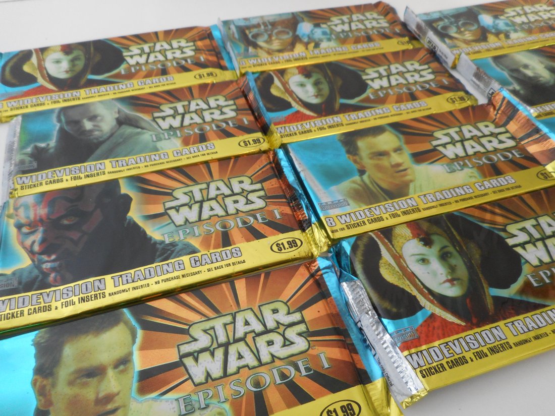 Sealed Packs of Star Wars Episode I Widevision Trading Cards, Topps brand, 11 packs total (1 of 4)