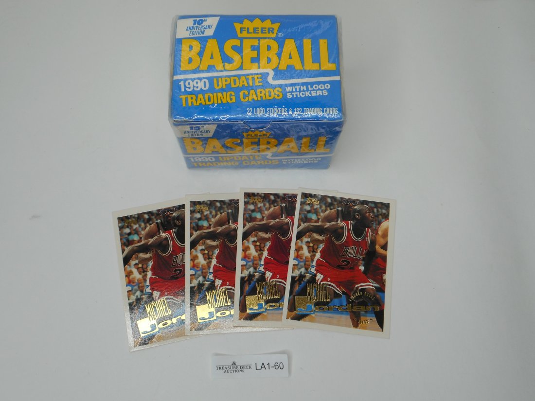 Sports Cards - Sealed Box of Fleer Baseball 1990 Update Trading Cards & 4 loose Michael Jordan Cards (1 of 3)