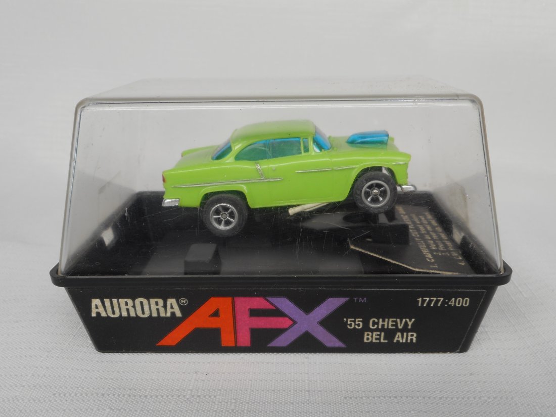1973 AURORA AFX Green '55 Chevy Bel Air Model Motoring Racing Car, Original Case & Racing Guide (1 of 6)