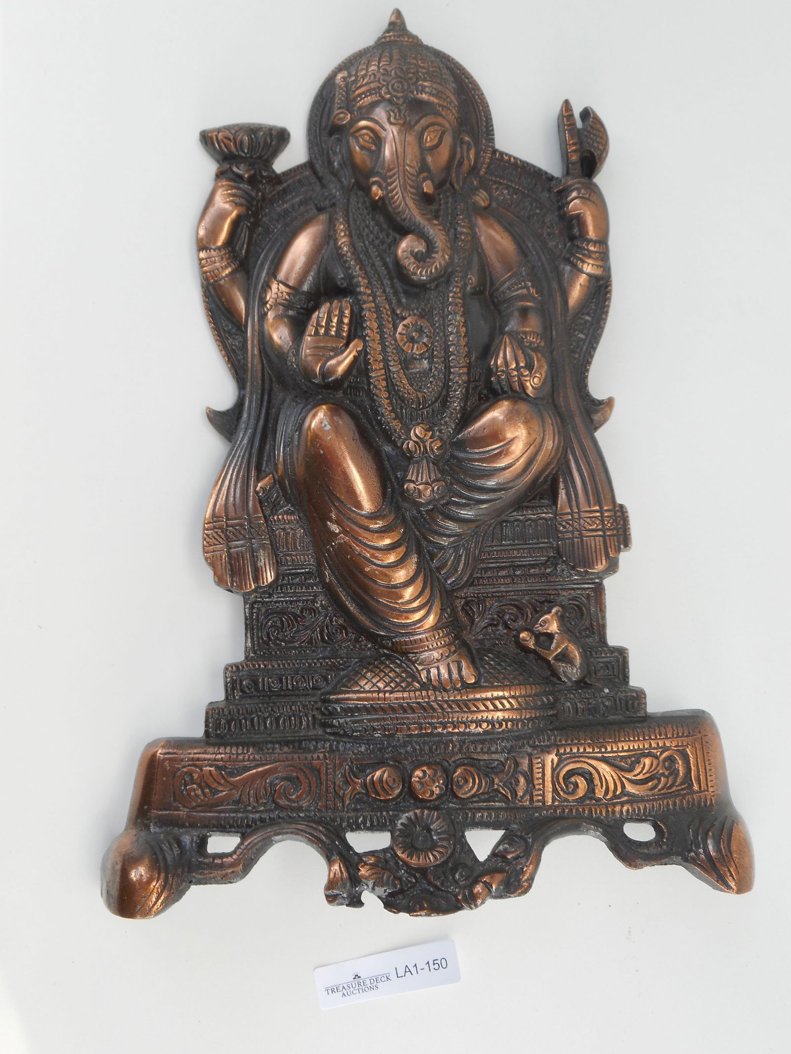 Brass colored metal statue, Ganesha Idol, Hindu God (1 of 5)