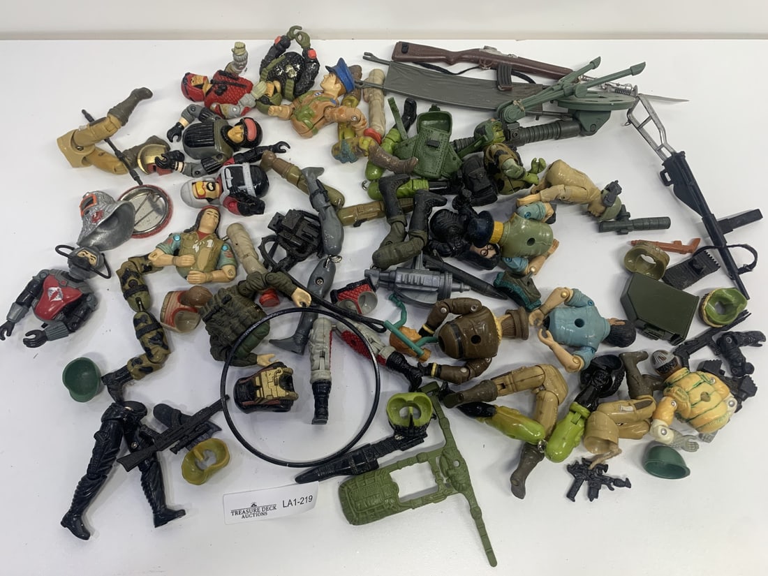 Pile of GI Joe and Other Character Action Figures, Parts and Weapons, need rebanding (1 of 5)