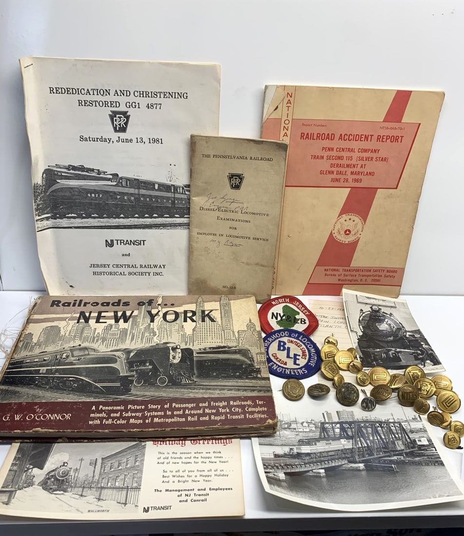 NY/NJ Railroad & Locomotive Ephemera, Photos, Uniform Buttons, Patches, NTSB Accident Report & morer: Bidding on this item is acceptance of our posted Auction Policy