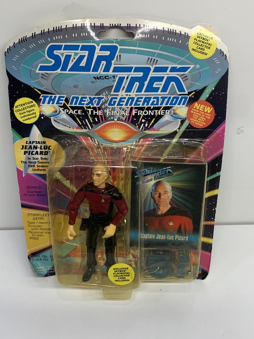 Star Trek The Next Generation, Cpt Jean-Luc Picard, Numbered Action Figure, Gear, Collector Card,NIB (1 of 5)