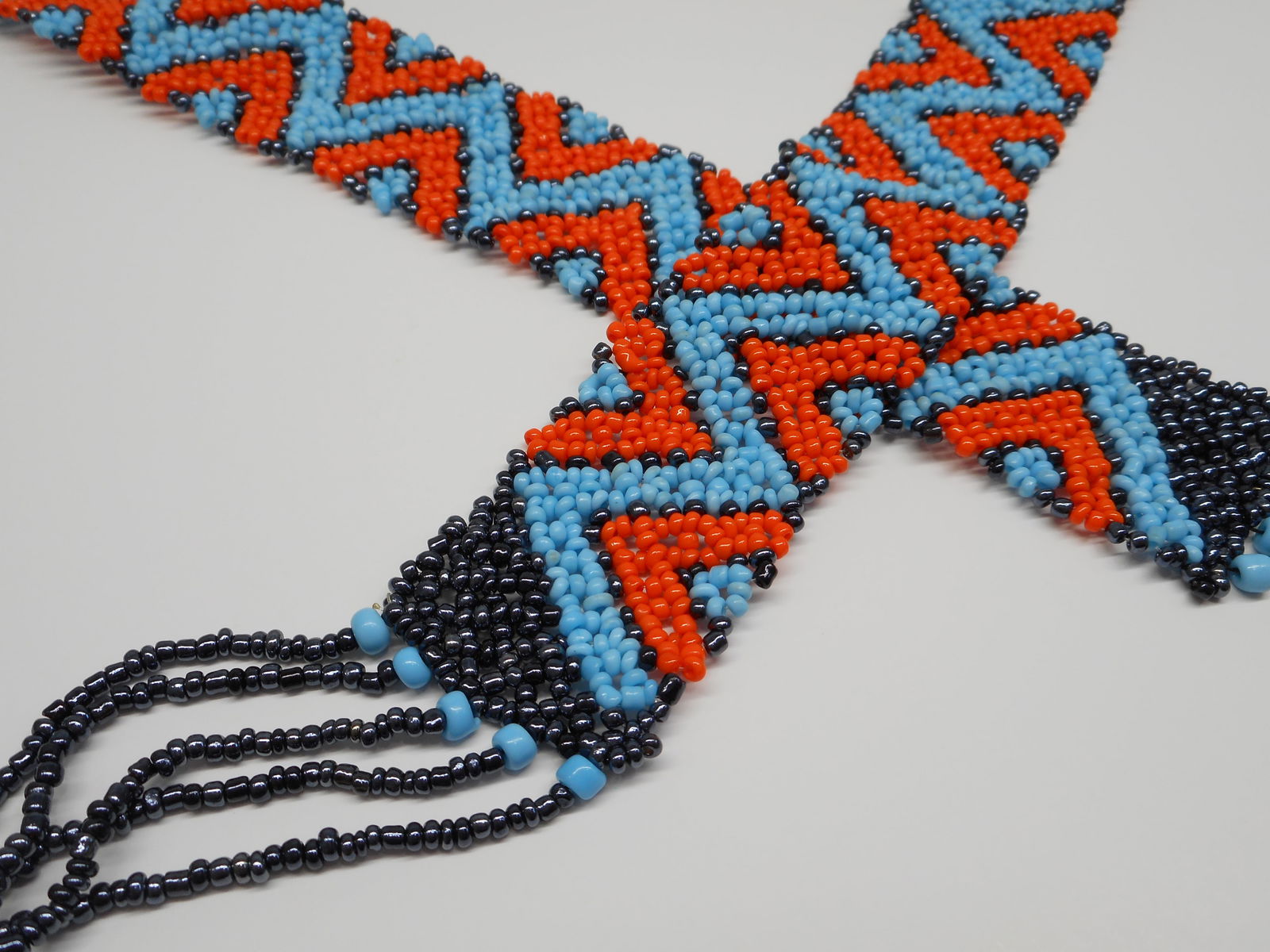 Multicolor Patterned Beaded Belt, 49 inches end-to-end, missing one strand on end (see photos) (1 of 6)
