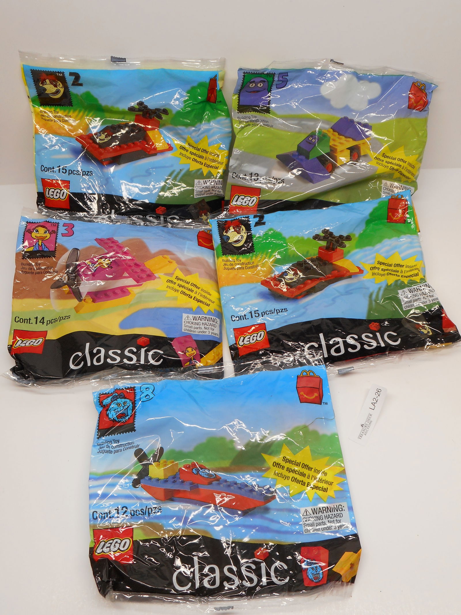 5 Sealed LEGO Packs, McDonald's Happy Meal Toys, 1999 Vintage Toys: Bidding on this item will be indication that the Bidder acknowledges that they have read and agreed to the Terms and Conditions posted to this Auction
