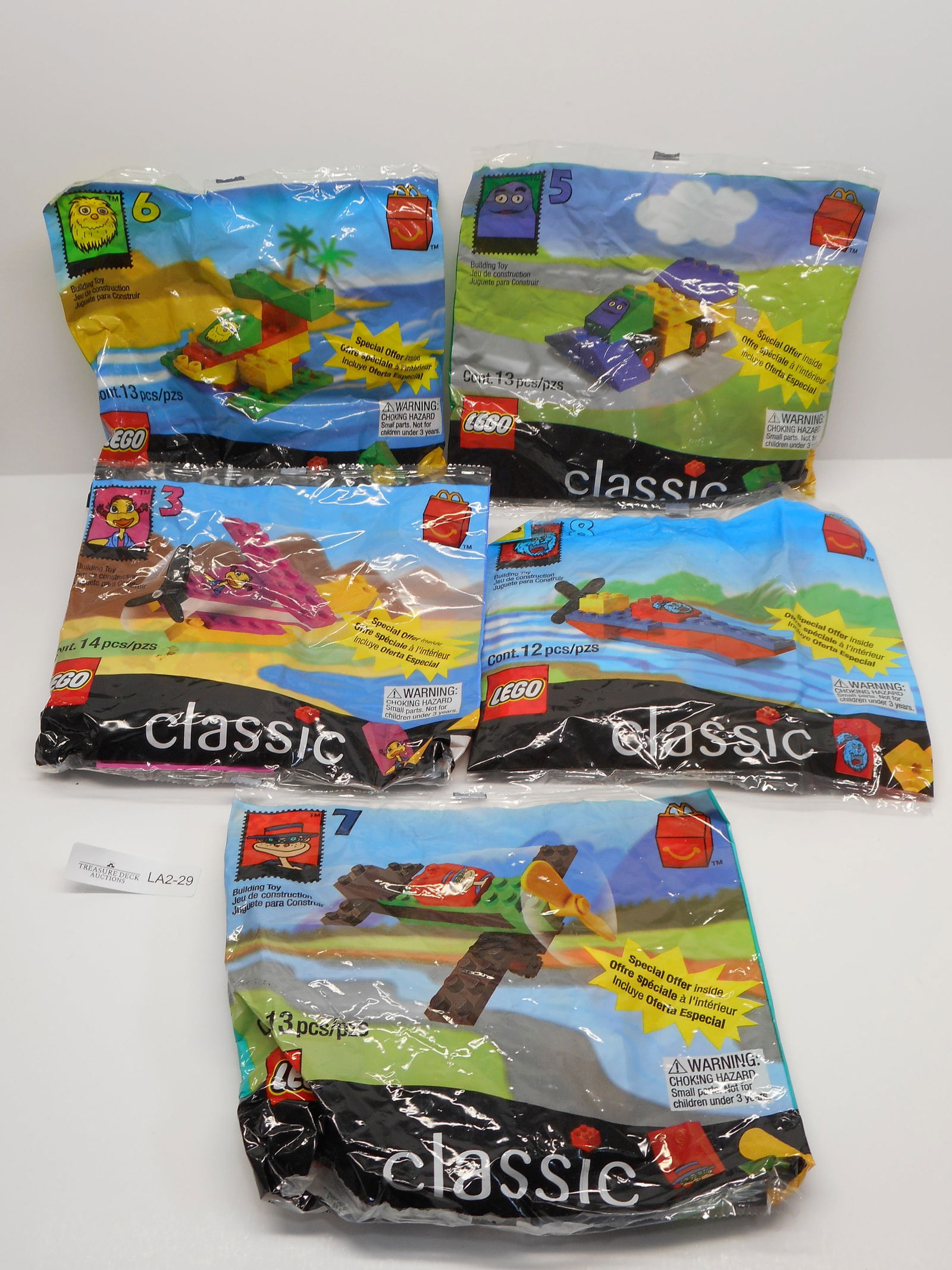 5 Sealed LEGO Packs, McDonald's Happy Meal Toys, 1999 Vintage Toys: Bidding on this item will be indication that the Bidder acknowledges that they have read and agreed to the Terms and Conditions posted to this Auction