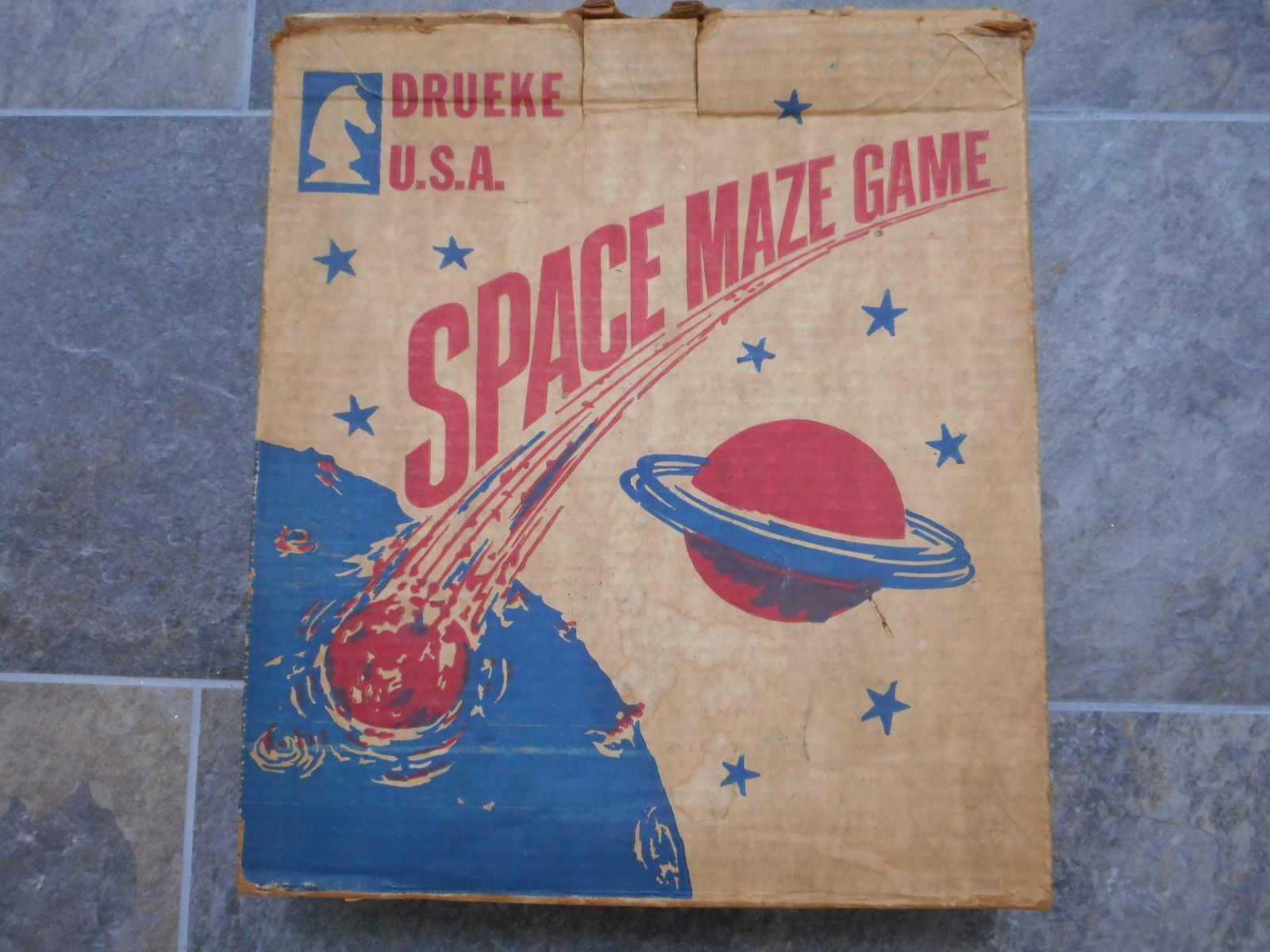 Vintage Space Maze Game by Drueke. Tilting Labyrinth Skill Game, Original Box, Needs new Steel Balls (1 of 3)
