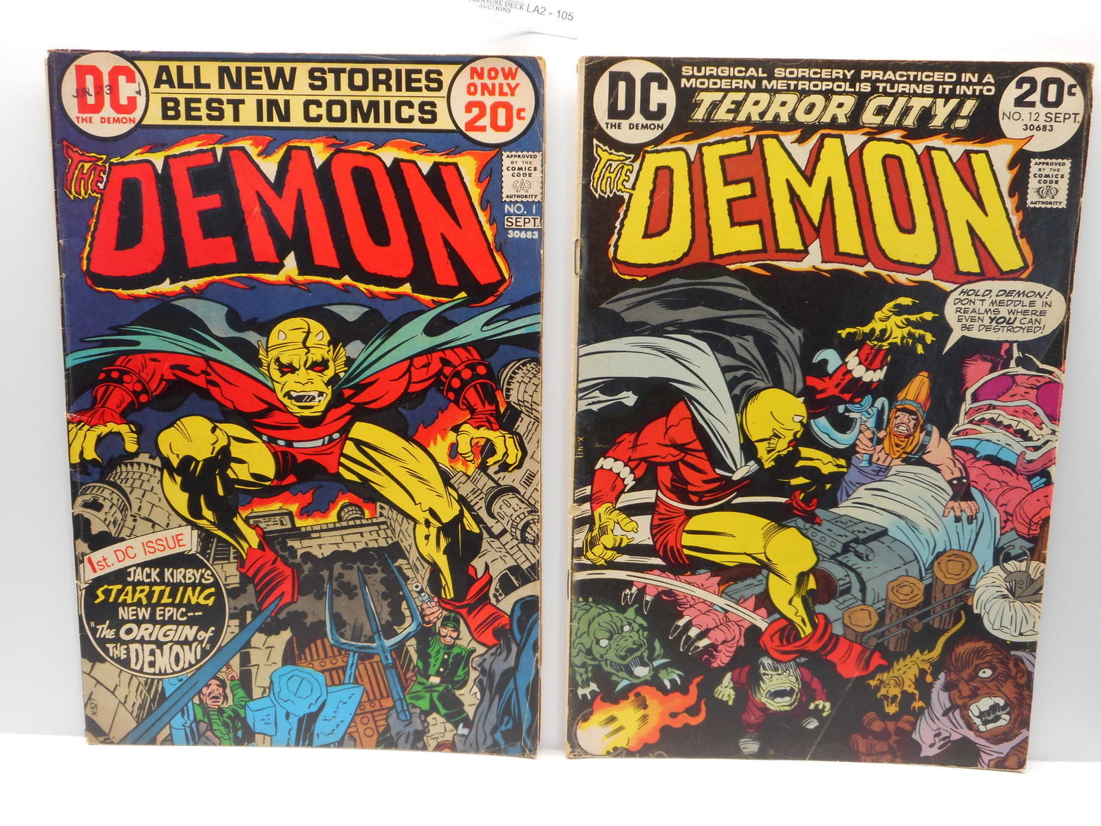 Two Issues - THE DEMON, DC Comics, First Issue, Series 1 Origin, and Issue 12, 20 cent cover price (1 of 6)