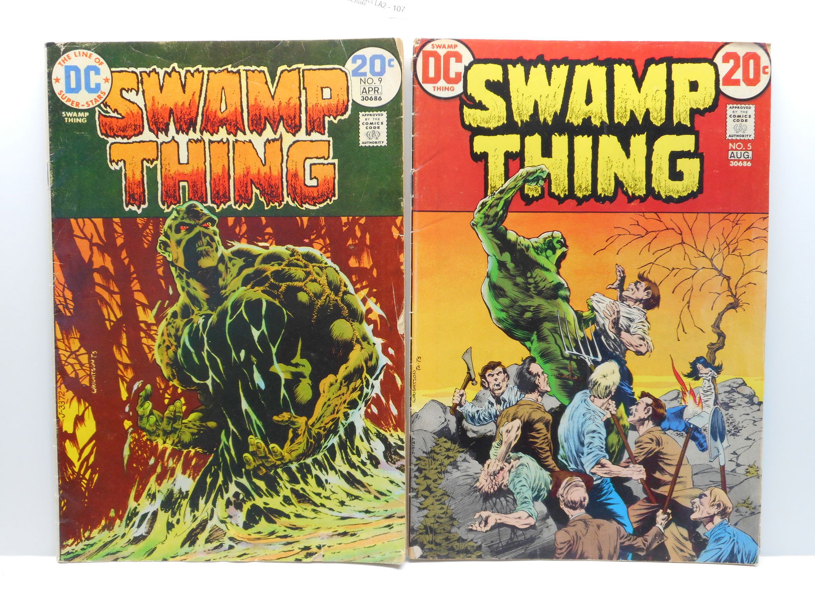 DC Comics SWAMP THING - Series 1, Issues 5 and 9, two Vintage Comic Books, 20 cent cover price (1 of 7)