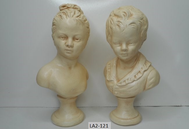 Vintage ABCO Chalkware Bust Boy and Girl, Victorian Style, 9.5 inches tall (1 of 4)