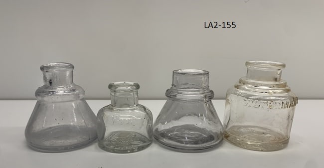 Four Small Antique Ink Bottles, Clear Glass, some with Names/Markings (1 of 4)