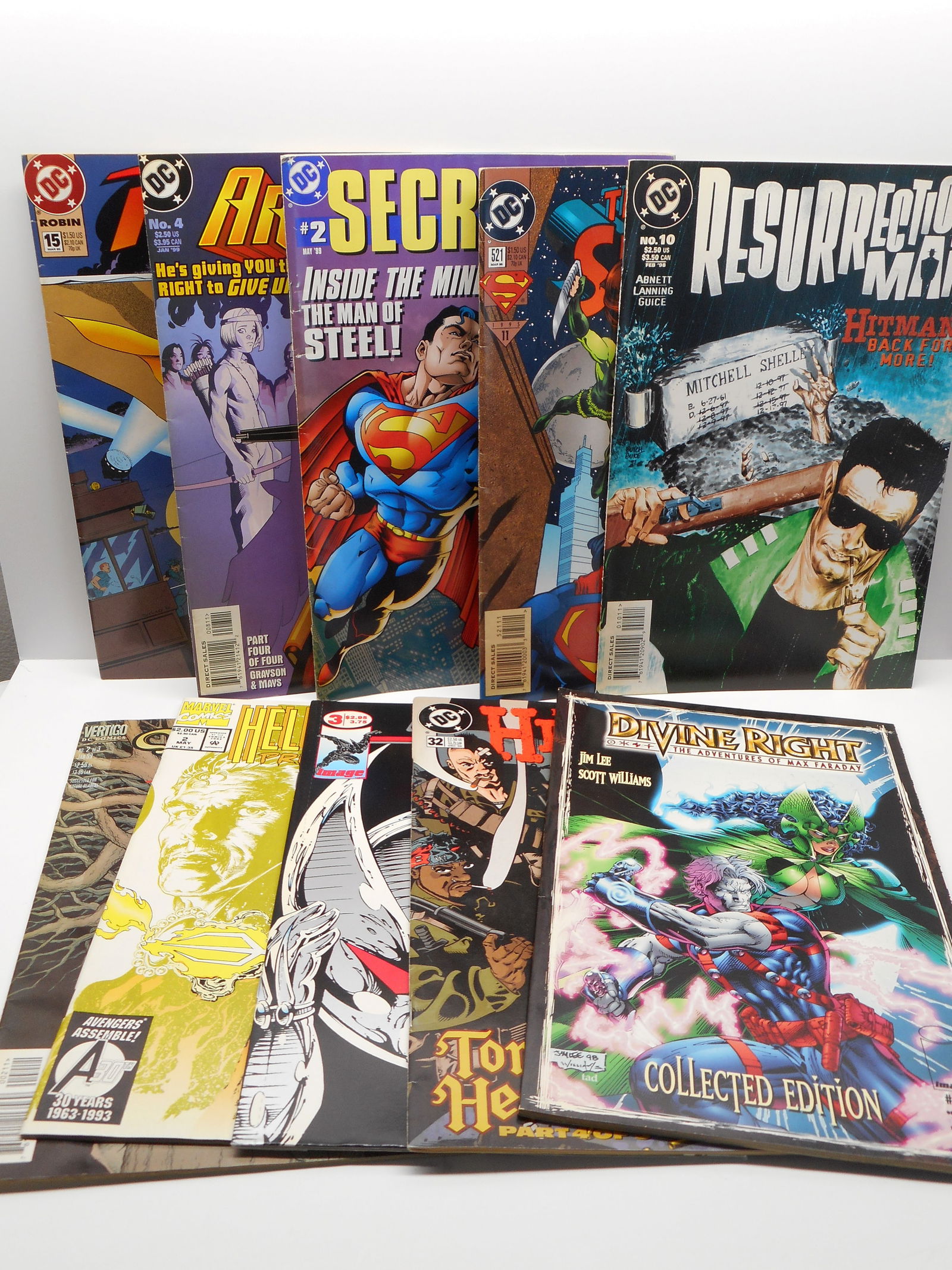 Vintage Lot of Assorted DC, Marvel and Image Comics, incl. Hellstorm, Hitman, Shadowhawk, Superman (1 of 3)
