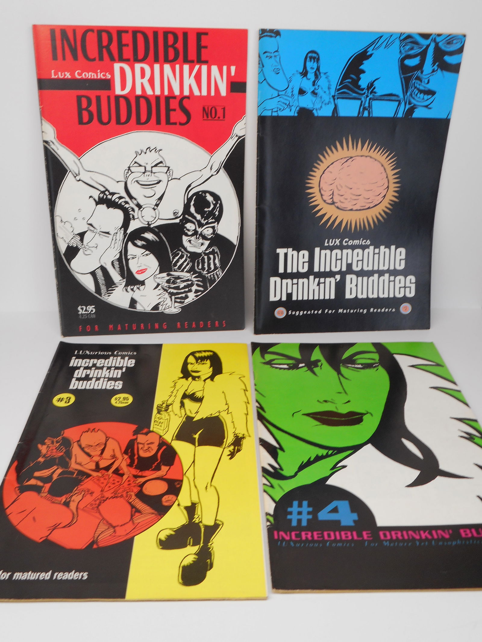 LUXurious Comics Set, Incredible Drinkin' Buddies Issues 1-4, For Maturing Readers, 1997-1998 (1 of 3)