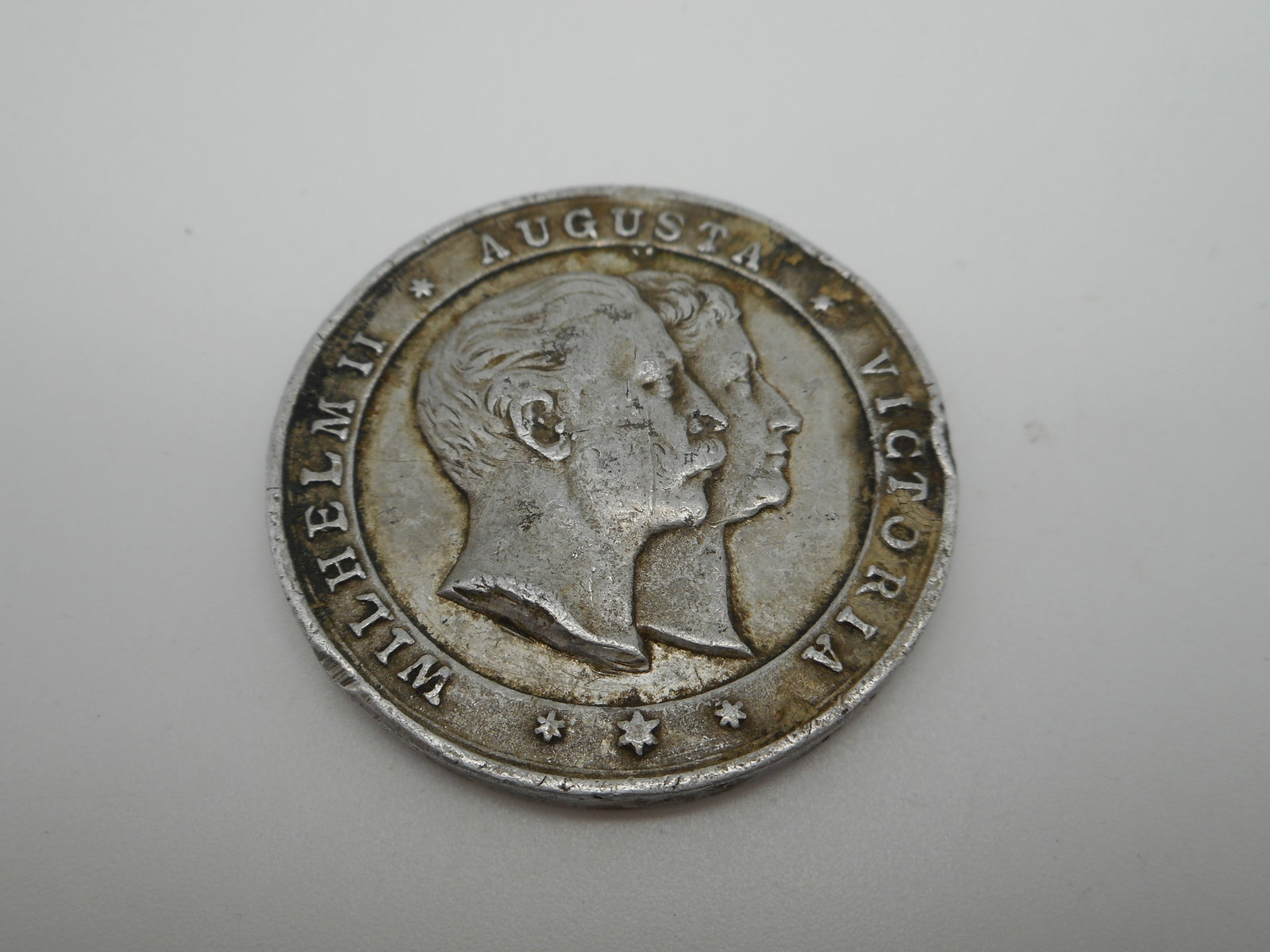 Commemorative Coin in memory of the inauguration of Kaiser Wilhelm 1896, Aluminum, 1-3/8 inches: Bidding on this item will be indication that the Bidder acknowledges that they have read and agreed to the Terms and Conditions posted to this Auction