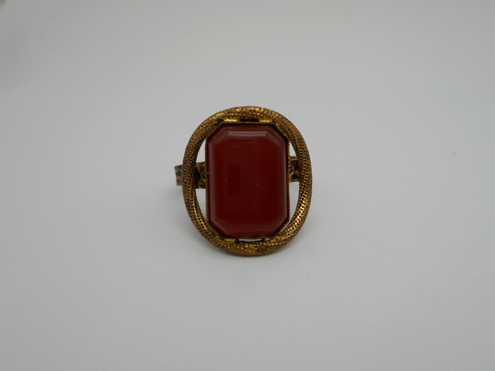 Post WWII Antique Gold-Toned Adjustable Ring stamped W GERMANY, smooth Carnelian Stone, Size 7.5: Bidding on this item will be indication that the Bidder acknowledges that they have read and agreed to the Terms and Conditions posted to this Auction