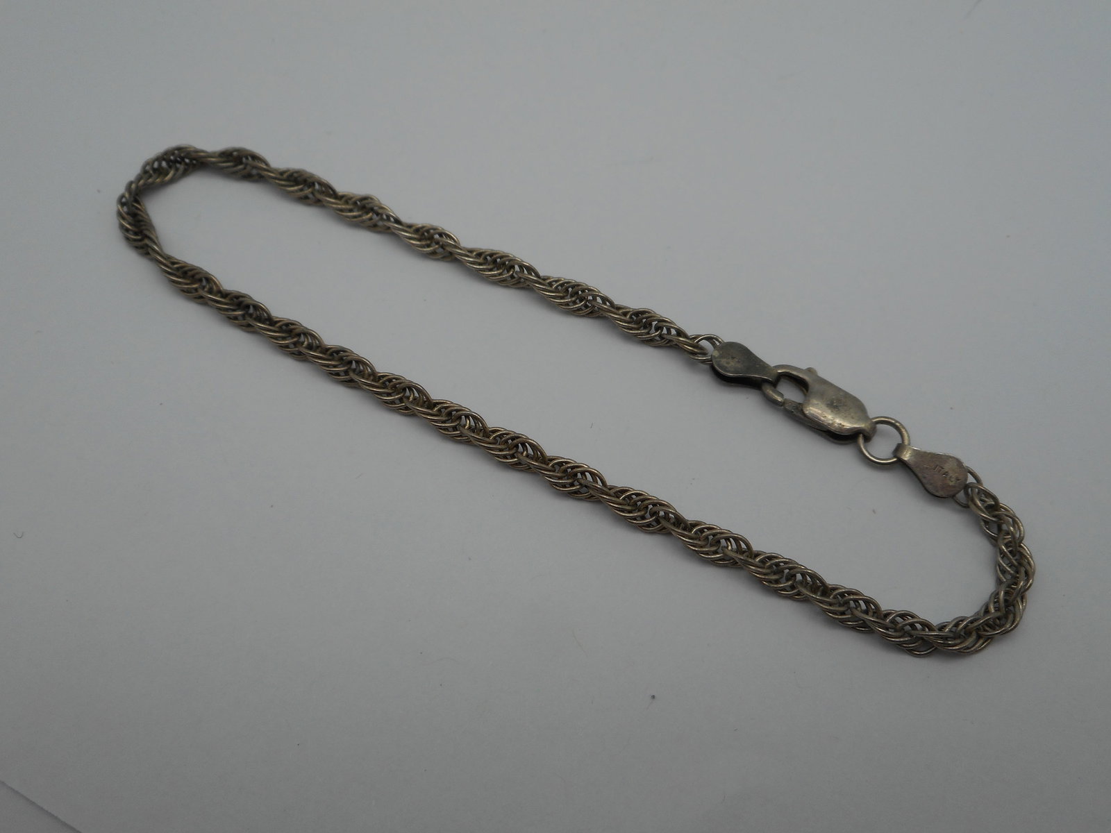 Classic Rope Chain Bracelet, Sterling Silver, Marked 925 ITALY, 8 inches (1 of 3)