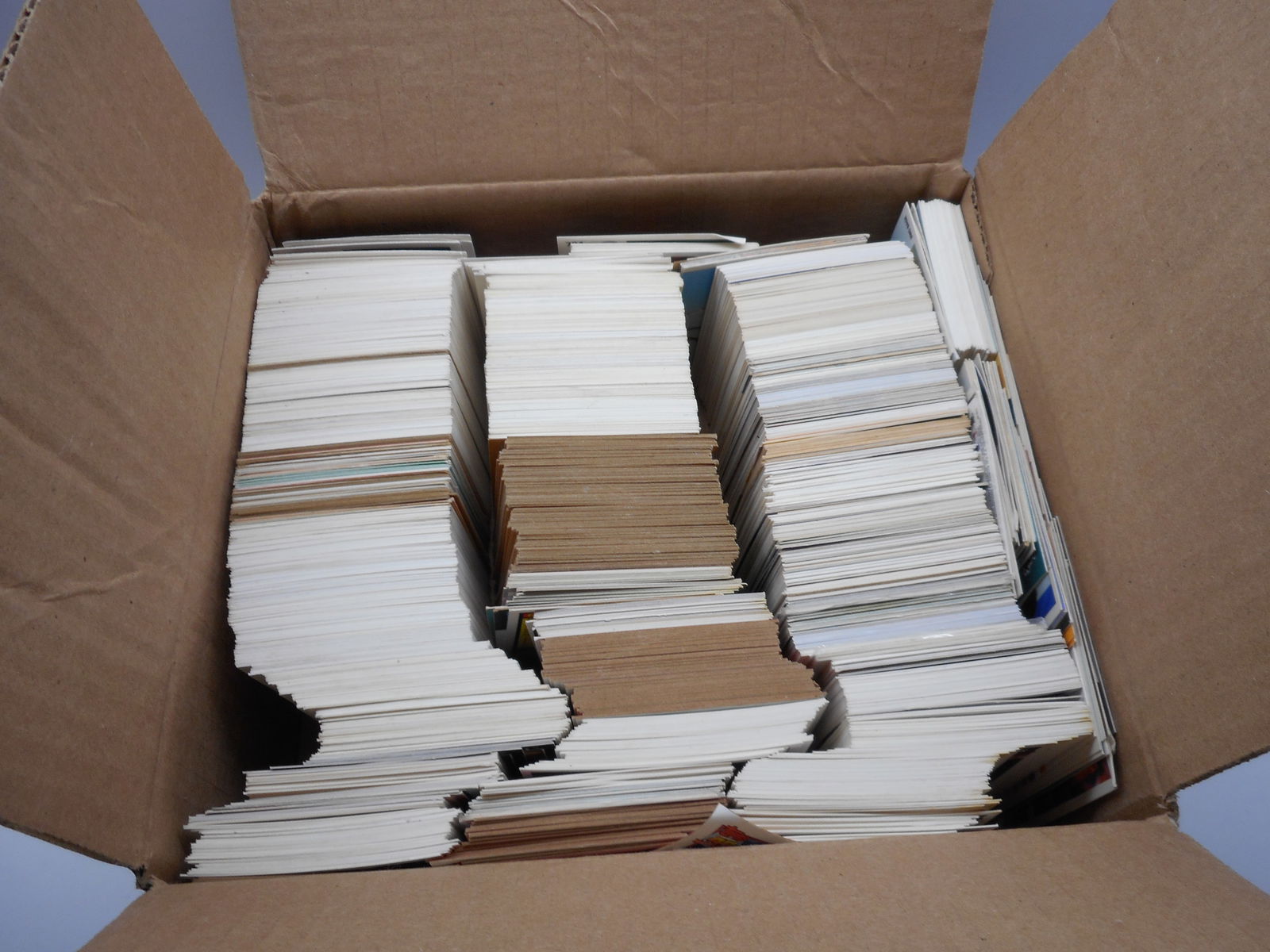 Box full of Assorted 1990s Baseball and Basketball Sports Trading Cards, Box is 9 x 9 x 4" (1 of 2)