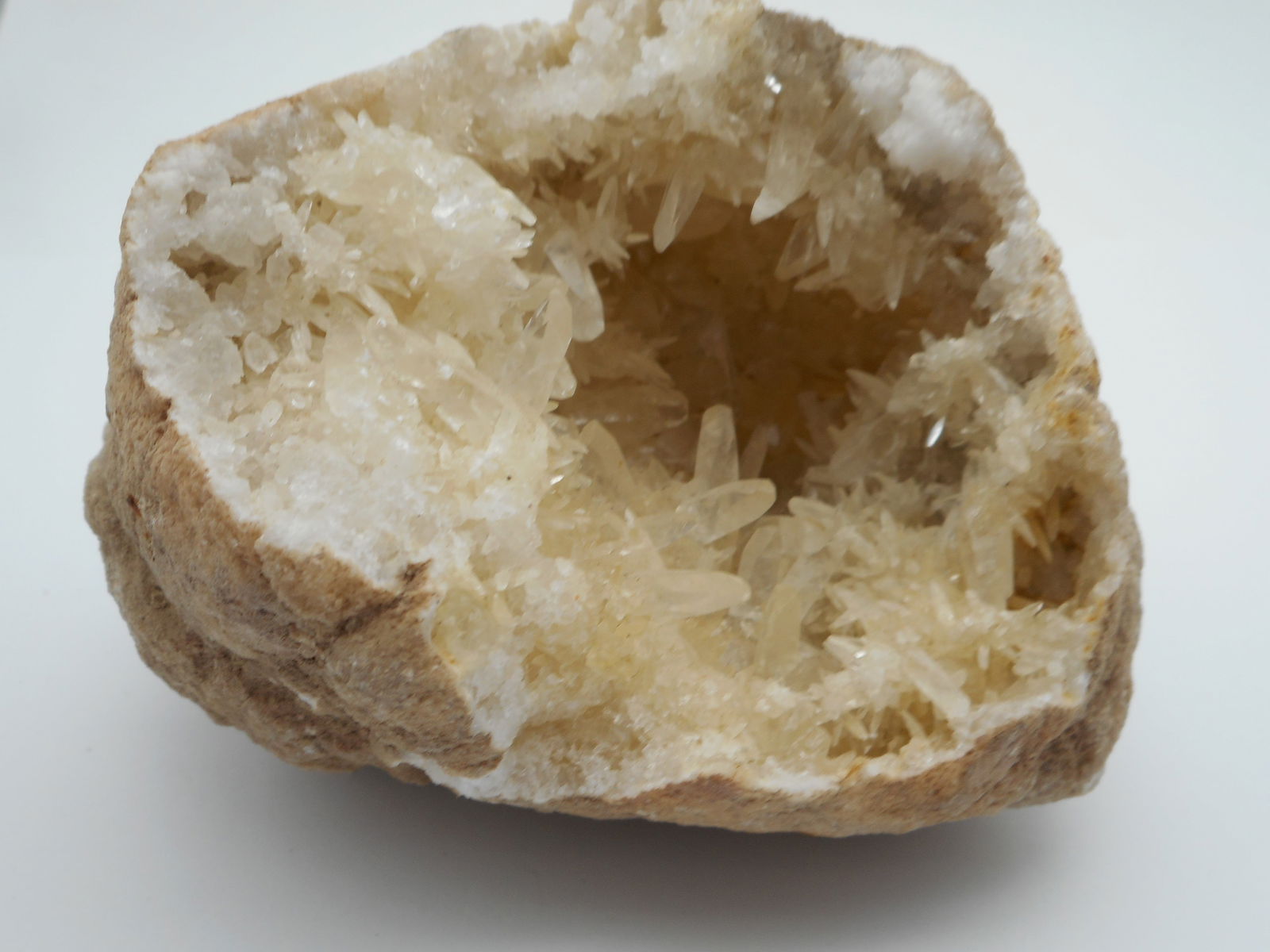 Natural Geode with White Crystals, Total Width about 3.5 inches, weight 13 ounces (1 of 7)