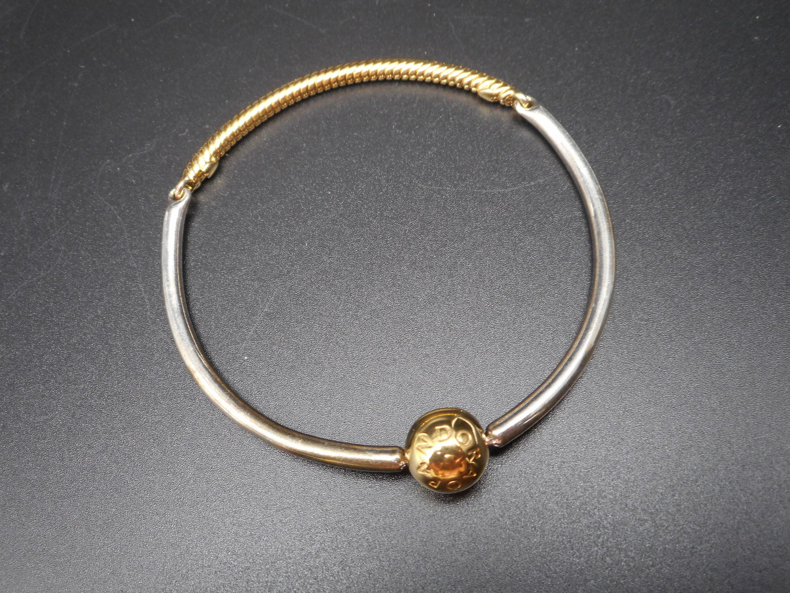 Pandora Two-Toned Three-Link Bangle Bracelet, Sterling Silver & Pandora Shine, Bead Clasp (1 of 8)