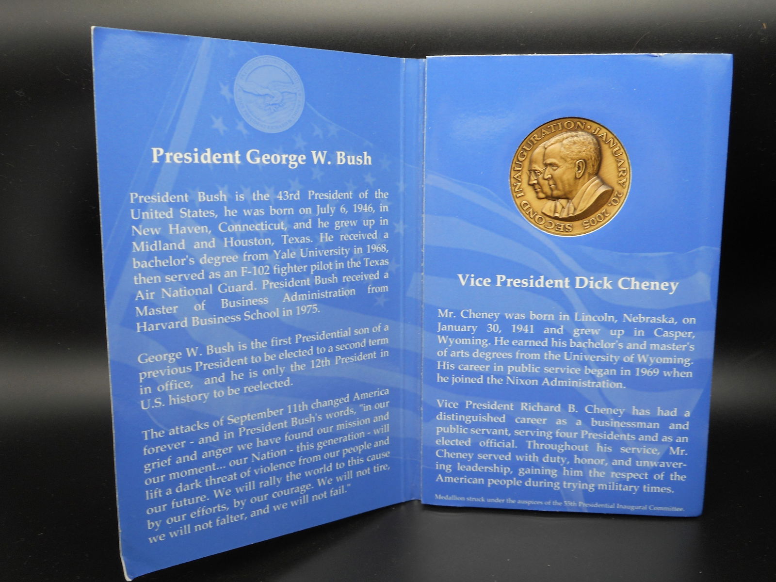 Official 2005 55th Presidential Inaugural Medallion Coin,George W. Bush, Dick Cheney, 43rd President (1 of 6)