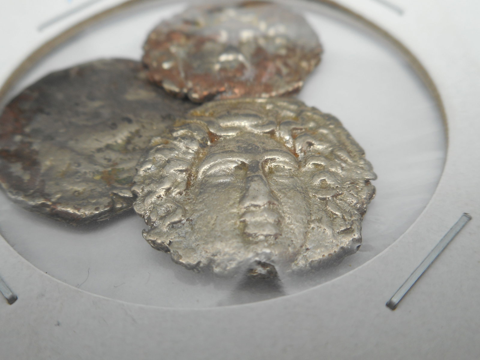 Three Replica Ancient Greek Coins in Cardboard Window Sleeve: Bidding on this item will be indication that the Bidder acknowledges that they have read and agreed to the Terms and Conditions posted to this Auction