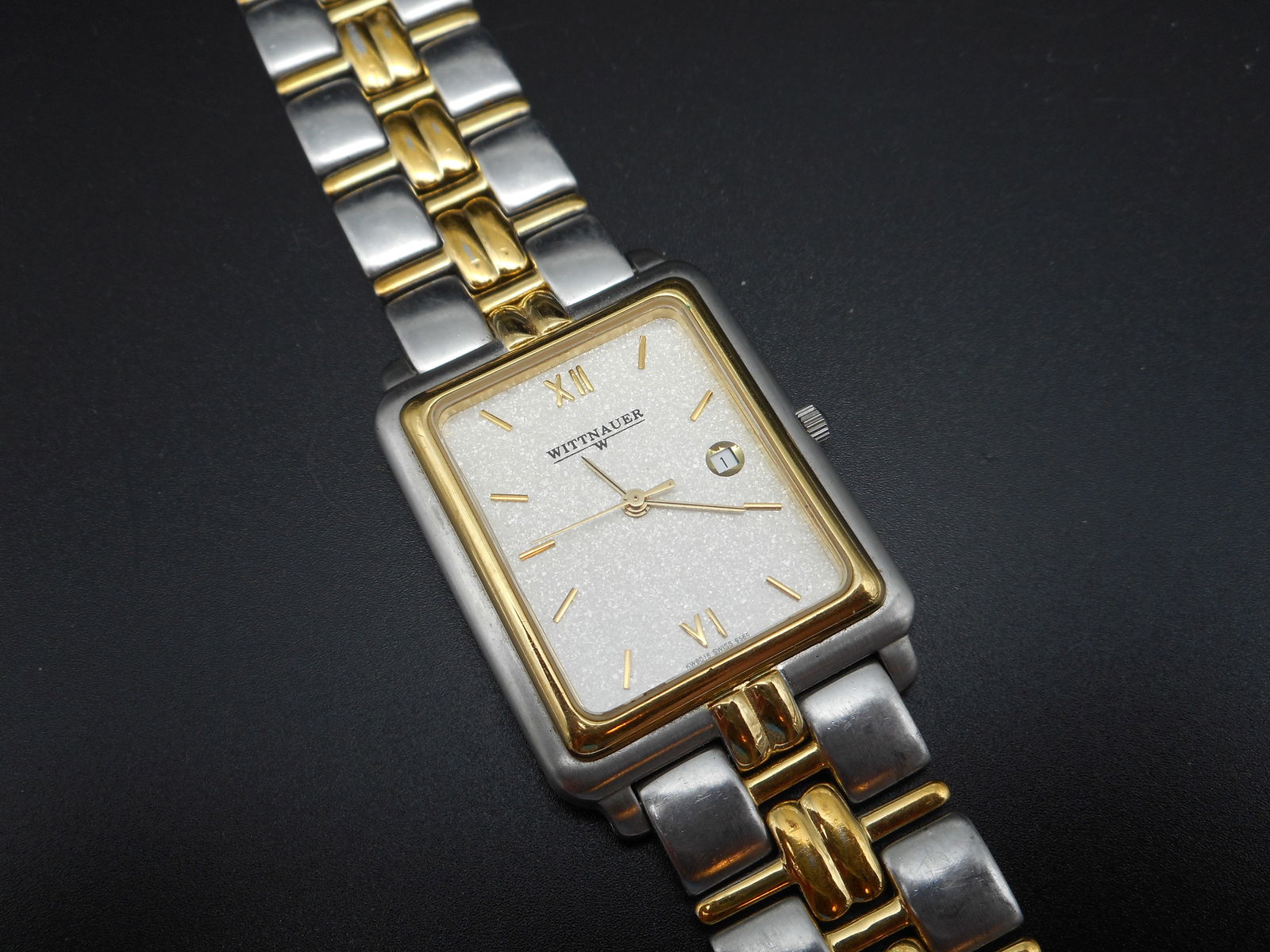 Wittnauer Dress Analog Wrist watch, Rectangular Face, Two Toned Bezel and Band: Bidding on this item will be indication that the Bidder acknowledges that they have read and agreed to the Terms and Conditions posted to this Auction